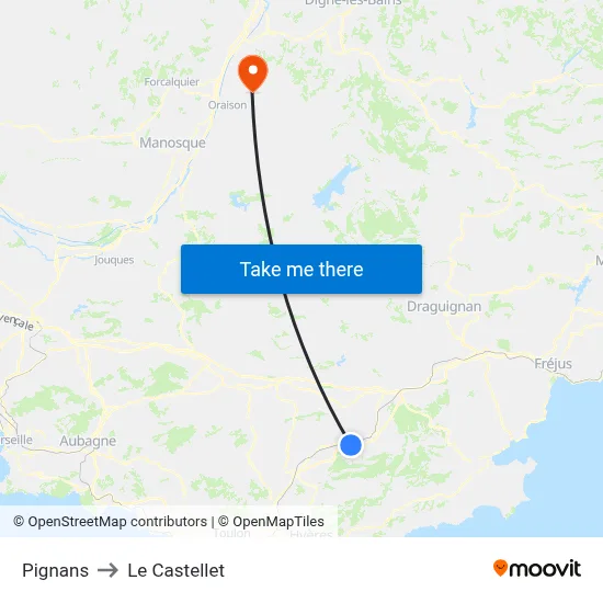 Pignans to Le Castellet map