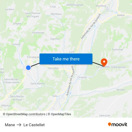Mane to Le Castellet map