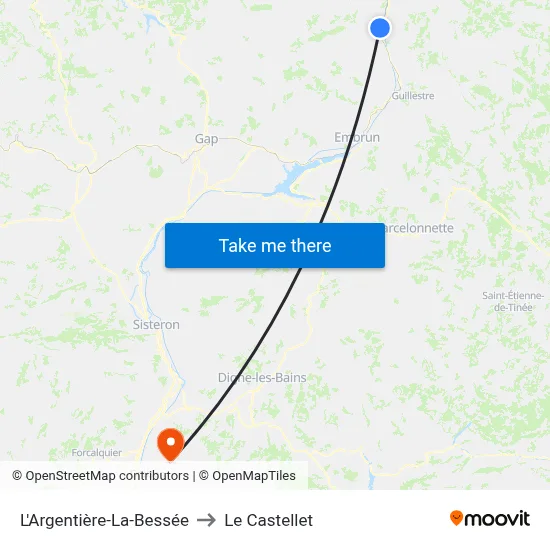 L'Argentière-La-Bessée to Le Castellet map