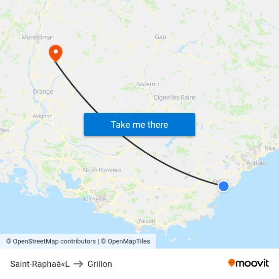 Saint-Raphaã«L to Grillon map
