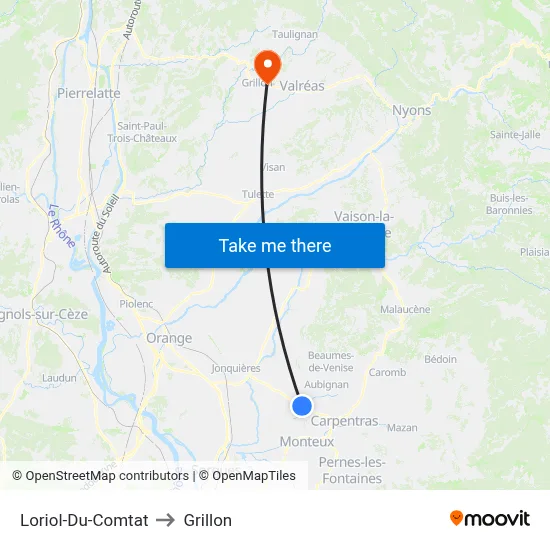 Loriol-Du-Comtat to Grillon map