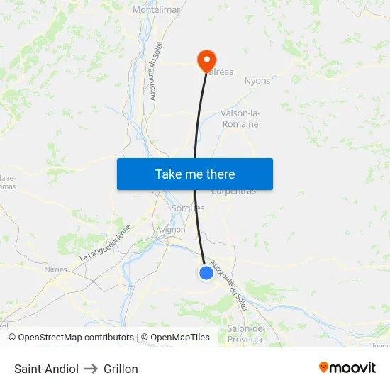 Saint-Andiol to Grillon map
