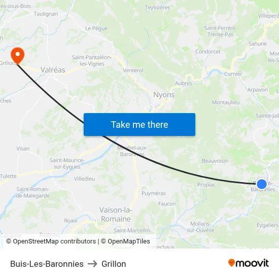 Buis-Les-Baronnies to Grillon map