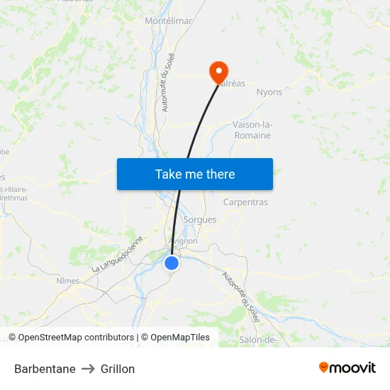 Barbentane to Grillon map