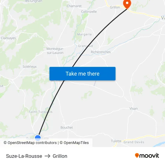 Suze-La-Rousse to Grillon map