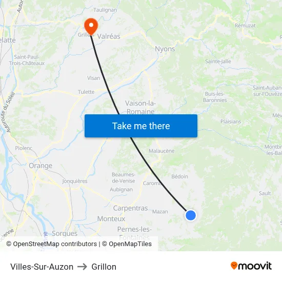Villes-Sur-Auzon to Grillon map