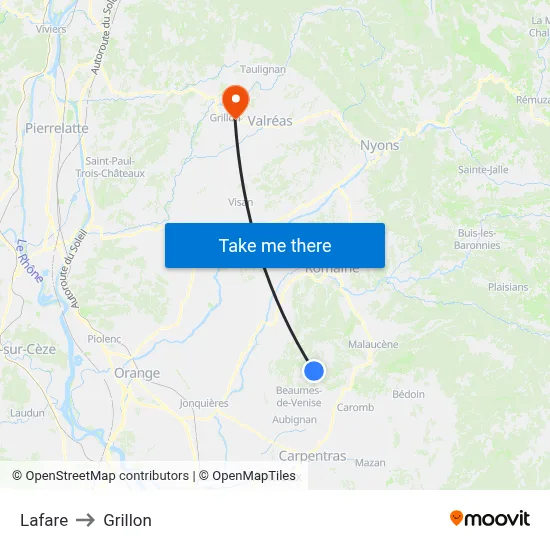 Lafare to Grillon map
