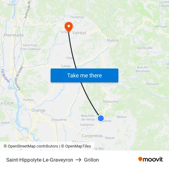 Saint-Hippolyte-Le-Graveyron to Grillon map