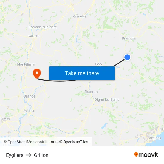 Eygliers to Grillon map