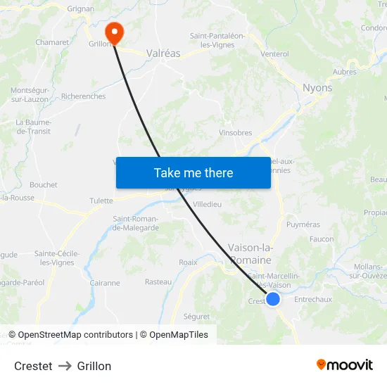 Crestet to Grillon map