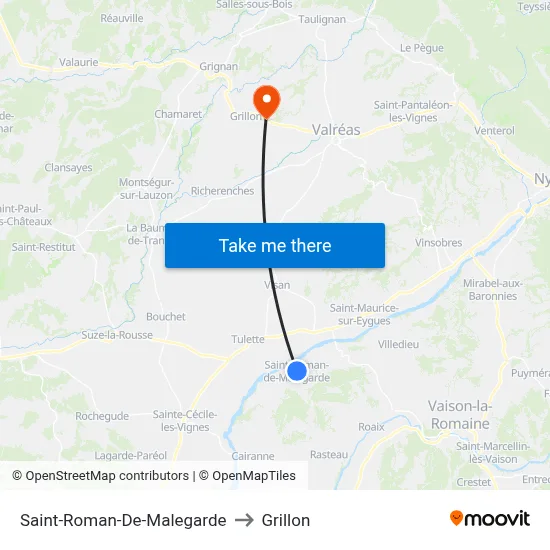 Saint-Roman-De-Malegarde to Grillon map
