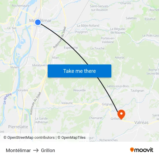 Montélimar to Grillon map