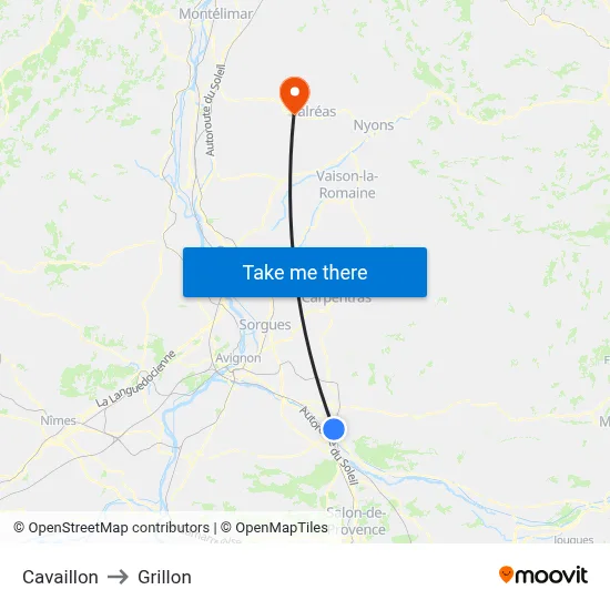 Cavaillon to Grillon map