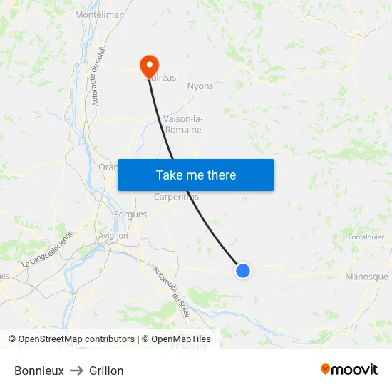 Bonnieux to Grillon map