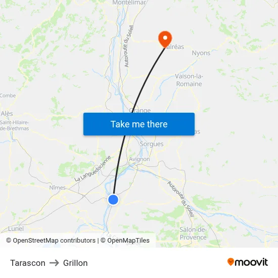 Tarascon to Grillon map