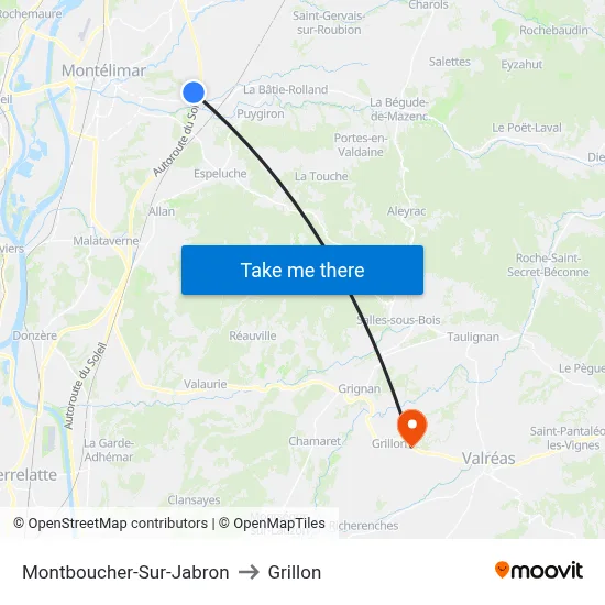 Montboucher-Sur-Jabron to Grillon map