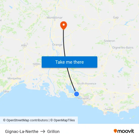 Gignac-La-Nerthe to Grillon map