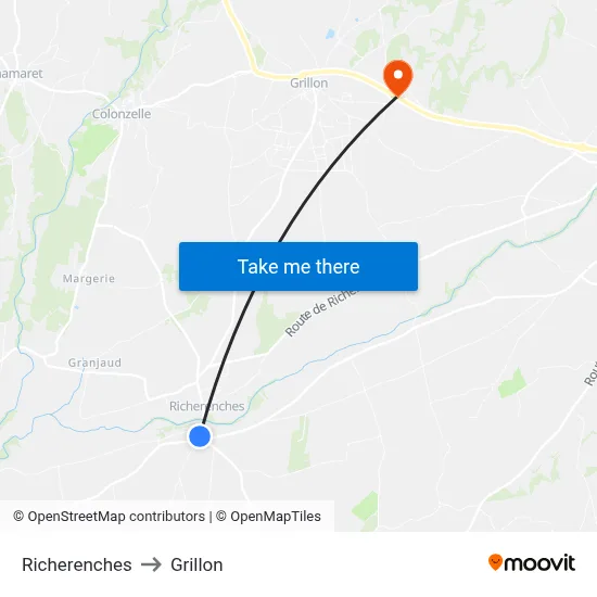 Richerenches to Grillon map
