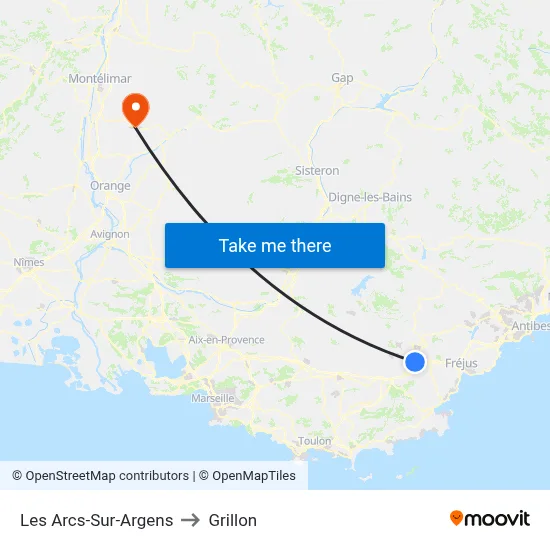 Les Arcs-Sur-Argens to Grillon map