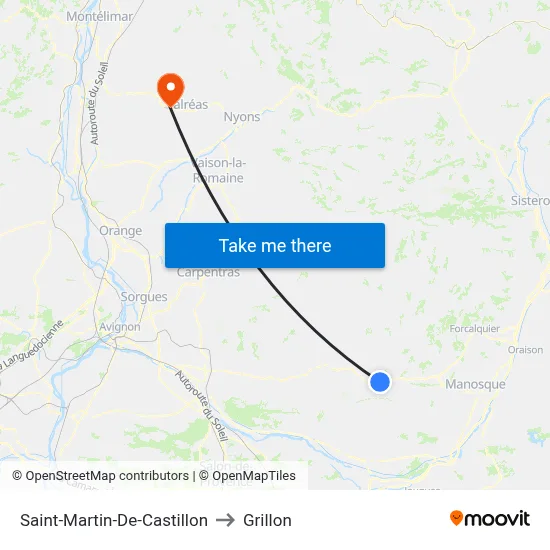 Saint-Martin-De-Castillon to Grillon map