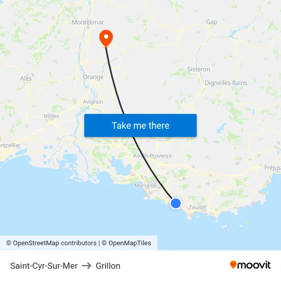 Saint-Cyr-Sur-Mer to Grillon map