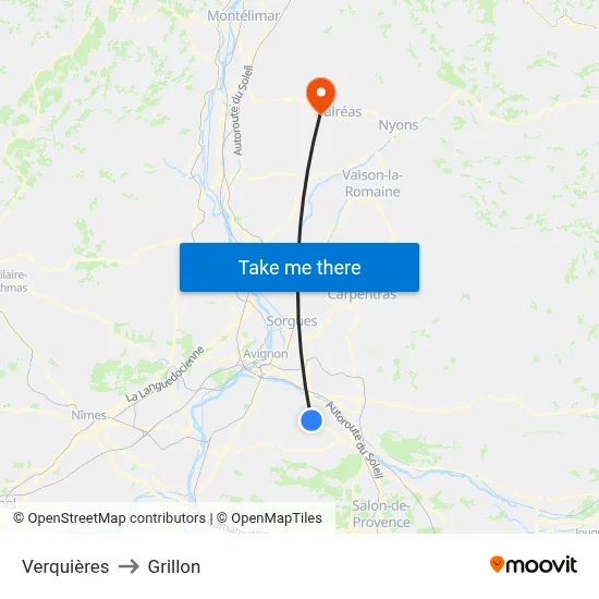 Verquières to Grillon map