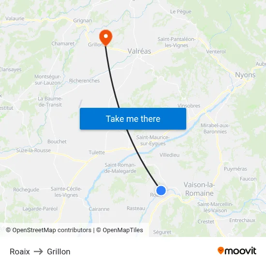 Roaix to Grillon map