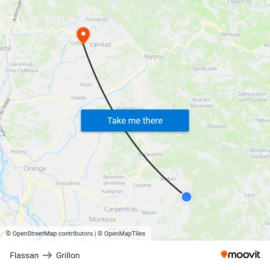 Flassan to Grillon map