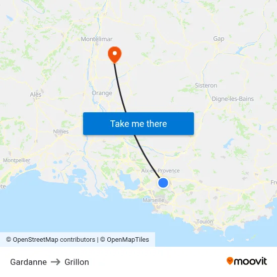 Gardanne to Grillon map