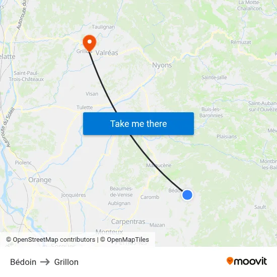 Bédoin to Grillon map