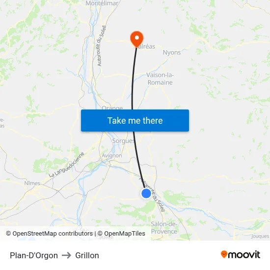 Plan-D'Orgon to Grillon map