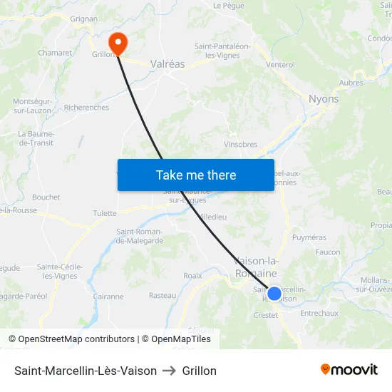 Saint-Marcellin-Lès-Vaison to Grillon map