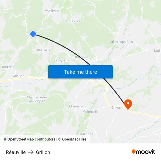 Réauville to Grillon map