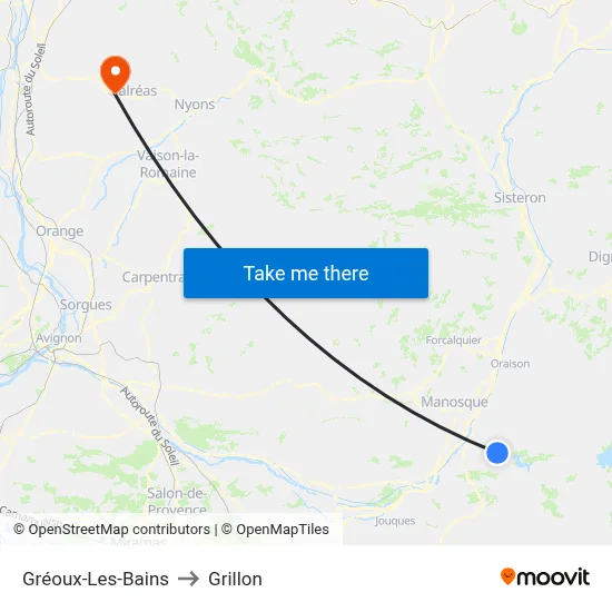 Gréoux-Les-Bains to Grillon map