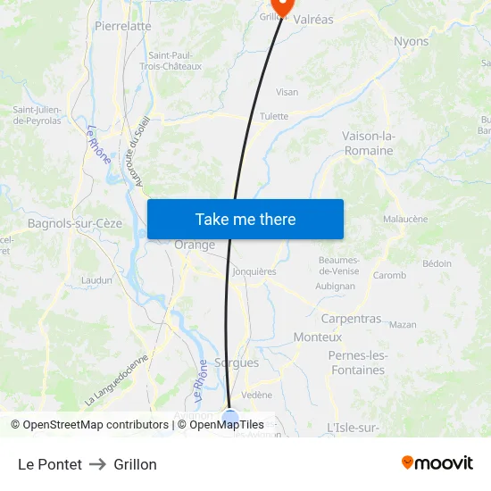 Le Pontet to Grillon map
