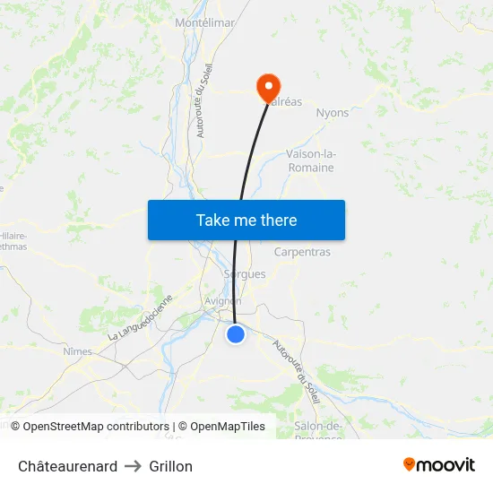 Châteaurenard to Grillon map