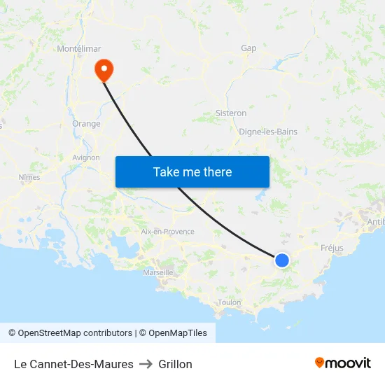 Le Cannet-Des-Maures to Grillon map