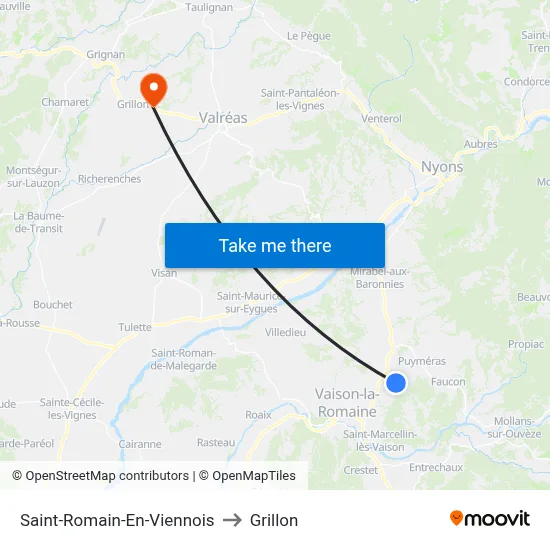 Saint-Romain-En-Viennois to Grillon map