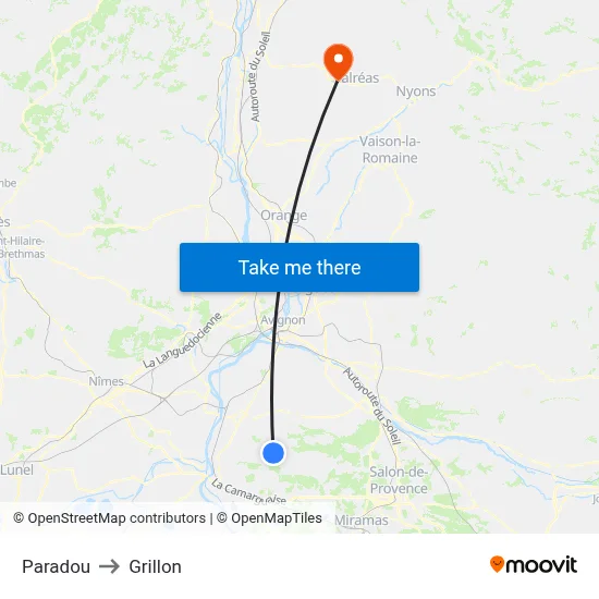 Paradou to Grillon map