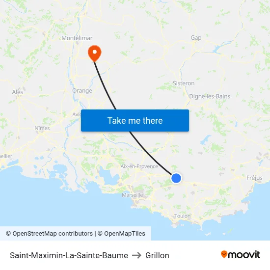 Saint-Maximin-La-Sainte-Baume to Grillon map