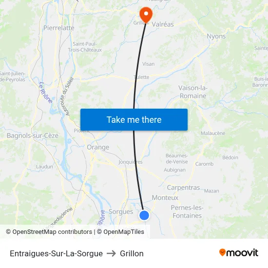 Entraigues-Sur-La-Sorgue to Grillon map