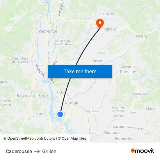 Caderousse to Grillon map