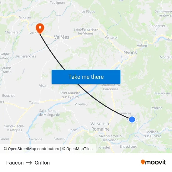 Faucon to Grillon map