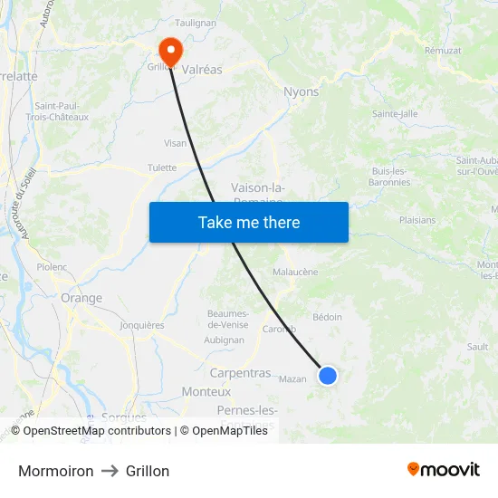 Mormoiron to Grillon map