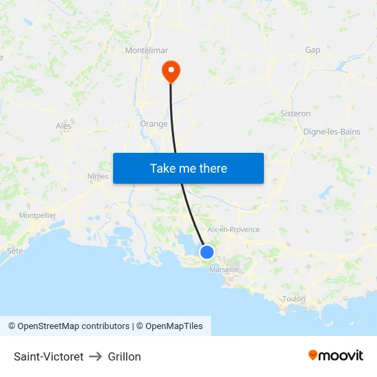 Saint-Victoret to Grillon map