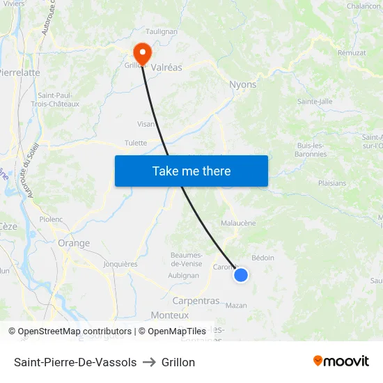 Saint-Pierre-De-Vassols to Grillon map