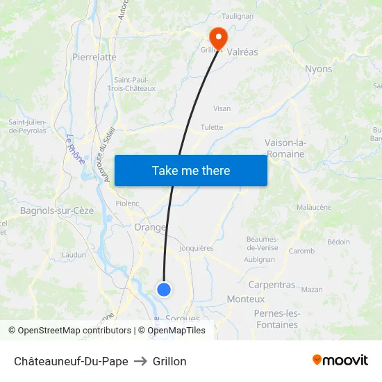 Châteauneuf-Du-Pape to Grillon map