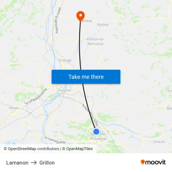 Lamanon to Grillon map
