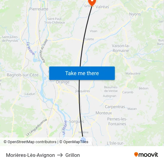 Morières-Lès-Avignon to Grillon map