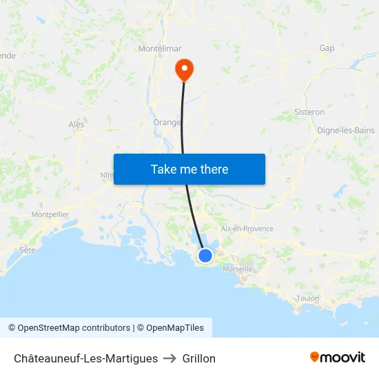 Châteauneuf-Les-Martigues to Grillon map